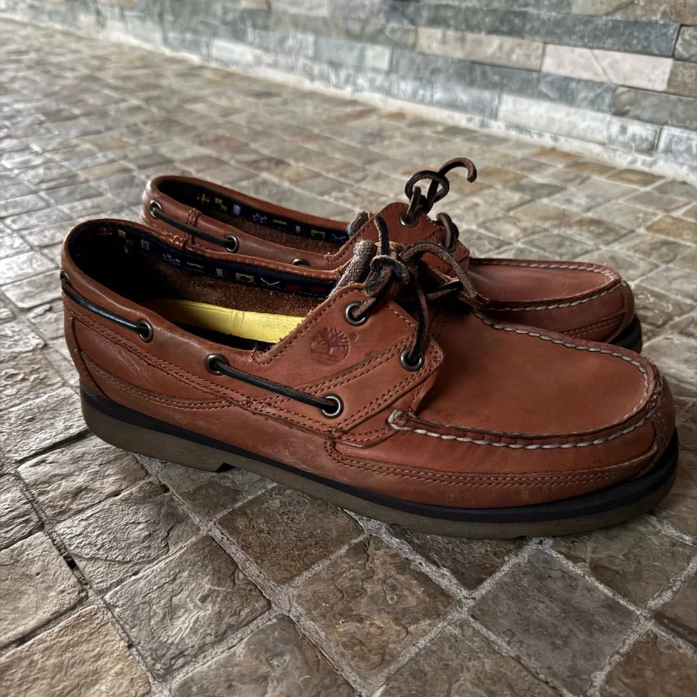 Timberlands Men's Brown Leather Boat Shoes